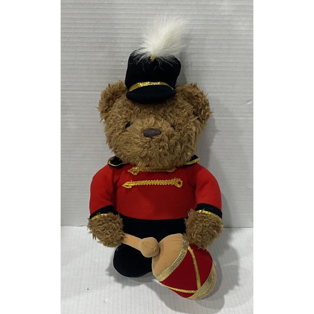 Vintage Gibson Greetings 1996 Musical Stuffed Plush Christmas Drummer Boy Bear
